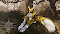 Renamon in a colorful forest by Skamiroth