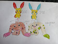 Plusle and Minun meet Terriermon and Lopmon by Consuelo95