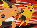 Raichu and Pikachu with their Speedo Wrestlers [E] by SergioLH25