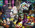 Pile of Plushies Party (by Ookami Kemono) by SimonTesla
