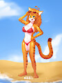 Tiger Girl Beach Time [COM-24056] by DudeRedBlue
