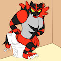 Incineroar wiping his butt after pooping~