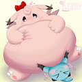 Clefable fat play again by PinkMijumaru