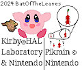 Fanart of Kirby, a Red Pikmin, and a Bat