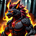 Fiery Wolf In Forest