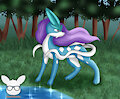 Suicune in the Forest by KendraEevee