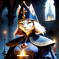 Feline Priestess In Church by Anonceiada