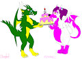 Dragon Estefany Gives A BirthDay Cake to DragonWolf Mangled [TrueTeleBugsFan468]