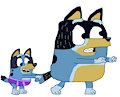 Bandit and Bluey with Purple Underwear 1