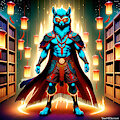 Blue Wolf Warrior In Lantern Lit Room