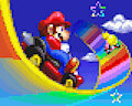 Mario and Peach at GBA Rainbow Road