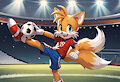 Tails playing soccer by ManOfTheWest