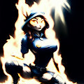 Feline Officer In Flames