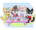 Tea Party Kitties -By Liashio-