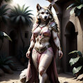 Wolf Woman in Desert Courtyard by Anonceiada