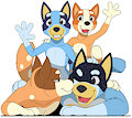 Bluey family dogpile!