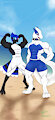 Muscular daddys birb and lugia at the beach