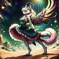 A furry angel stands in the desert by Anonceiada