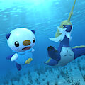 [3D] Oshawott and Samurott underwater