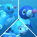 [3D] Popplio, Brionne and Primarina underwater