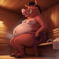 Pumbaa in the sauna