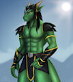 Green anthro dragon by RynnElarion