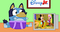 Bluey Heeler Watching Mickey Mouse Funhouse