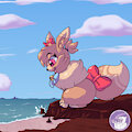 Misuna Macro Eevee at beach by HyperChibiAbsol