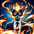 A fiery fox in a suit