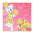 Pon Pon and Benny cheerleading