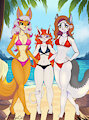 Three babes on the beach by 1ndigoCat by Orca666