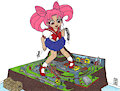 Chibiusa Plays with her Model Train Set