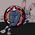 Judy Hopps stuck in a big fuggn doughnut i guess by Causticutie