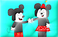 Mickey and Minnie holding hands