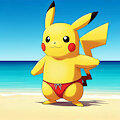 Pikachu with his Red Speedo - G.Gemini AI by SergioLH25