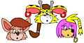 Annie the Cat, Kiori the Giraffe, and Bridgette the Echidna as surprised heads by ToonlandianFox2002