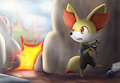 Flanking Fennekin by CharlySparks