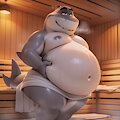 Mr. Shark in the sauna