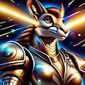 A furry warrior shoots lasers from its eyes by Anonceiada