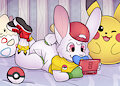 Pokemon gaming by Bunnyoffuzz