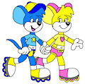 Lette and Lingo in Roller Skates Pose