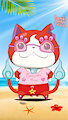 Jibanyan on the beach in his Summer Outfit - E