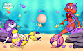 Merpup Violet & scarlet playing - mermay comm (not my art) by CaptScorcher1998