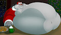 Santa Wolf Big Belly On The Table by KingBigWolf