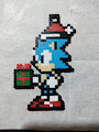 Xmas Sonic Mini Perler by ryuuiaryuusei