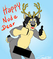 Merry Yiffmas and a Happy Nude Deer by zooshi