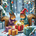 [AI experiments] Squirrels enjoying Christmas gifts