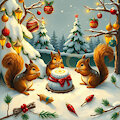 [AI experiments] Squirrels celebrate Christmas Day