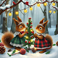 [AI experiments] Girl squirrels in cute dresses at Christmastime