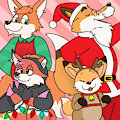 Four Festive Fox Friends by Nishi